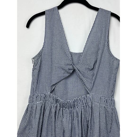 Molly Bracken Women's Large White/Blue Gingham Check Knee Length Summer Dress - Picture 7 of 9